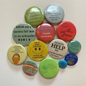 Vintage Pin Back Buttons Badges LOT Canadian 70s 80s 90s Jewelry Brooches